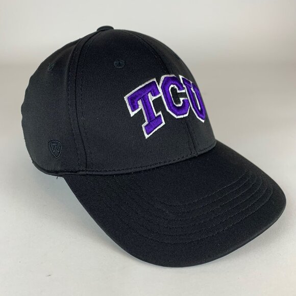 TCU Horned Frogs NCAA Black Top of the World Stretch Fitted Hat One Size - Picture 4 of 7
